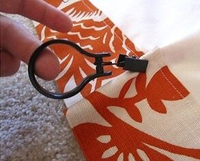 Ring clip used on DIY camper curtains as window covers.