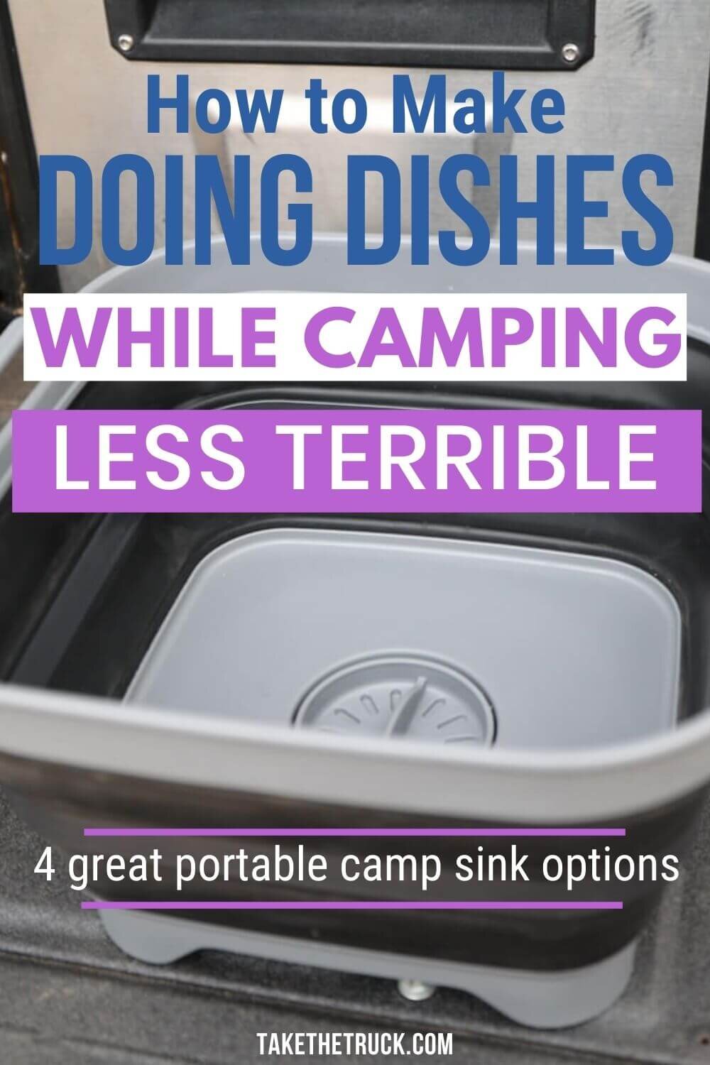 Looking for some good portable camping sink ideas? This post can help, whether you need a backpacking sink, collapsible camping sink, truck bed camping sink, or car, suv, or minivan camping sink!