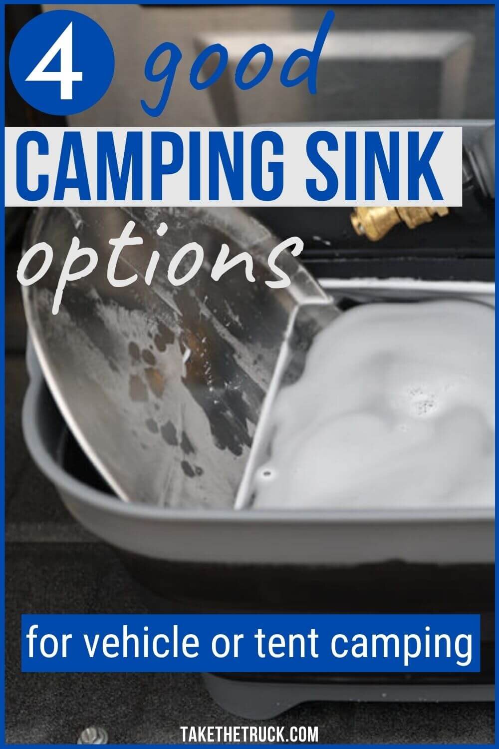 Are you looking for portable camping sink ideas? This post can help, whether you need a backpacking sink, collapsible camping sink, truck bed camping sink, or car, suv, or minivan camping sink!