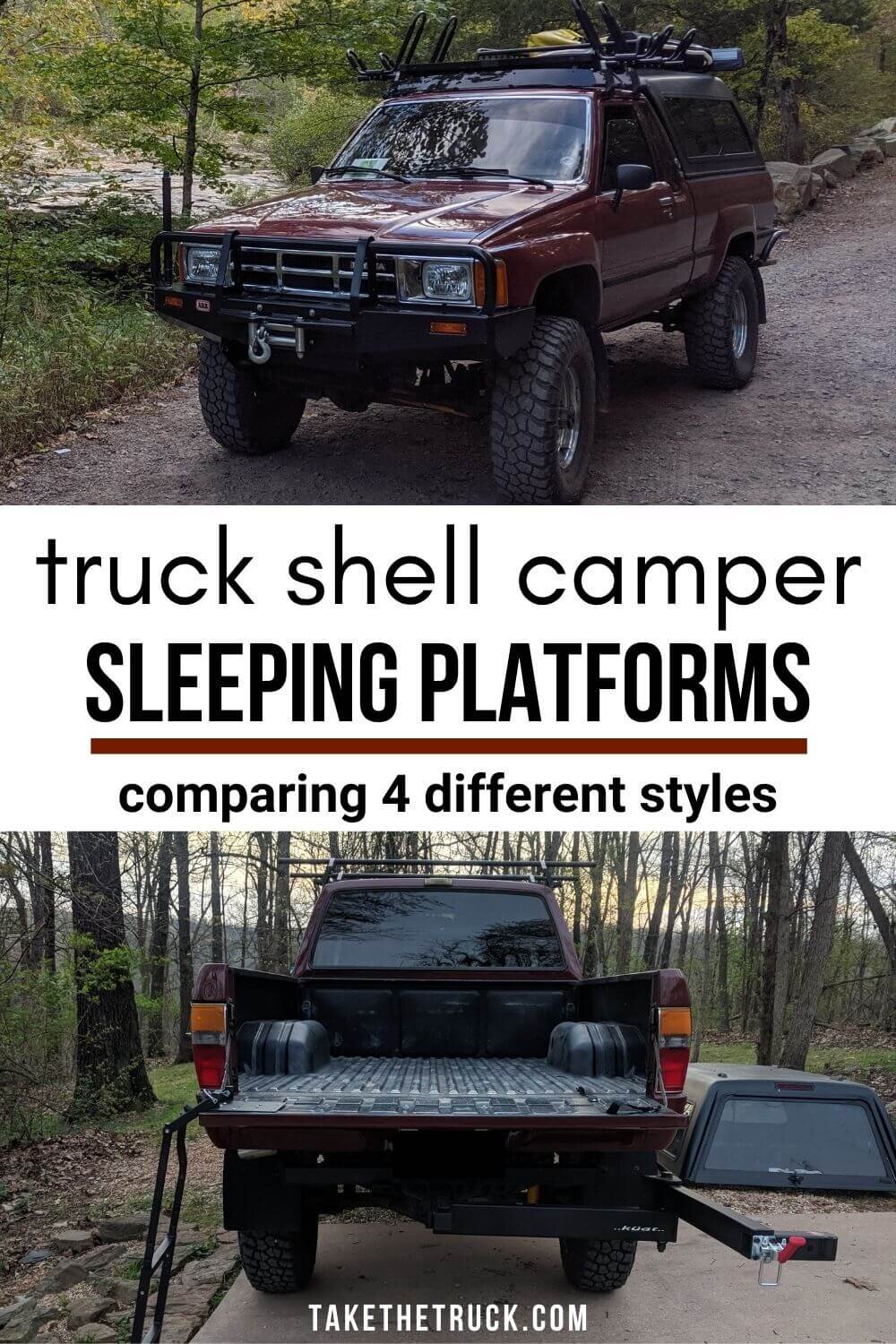 Pros and cons of different DIY truck bed camping platform builds. Will help you with DIY elevated sleeping platform ideas, plans, materials, and designs for your truck camper.