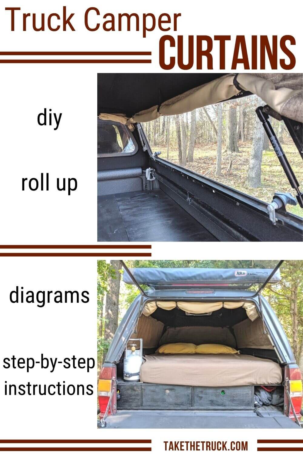 Guide for making DIY camper shell curtains.