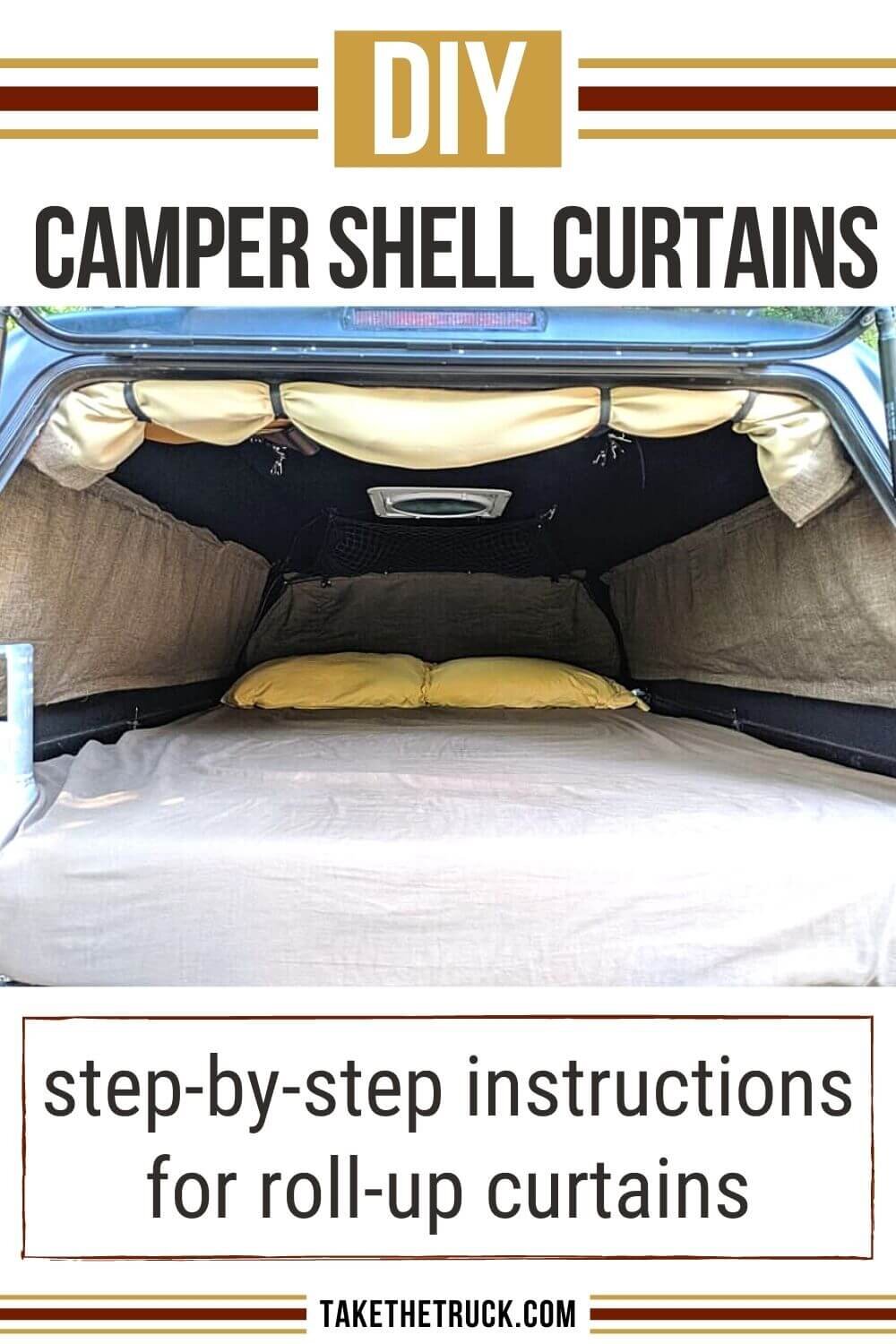 Instructions for making DIY camper shell curtains.