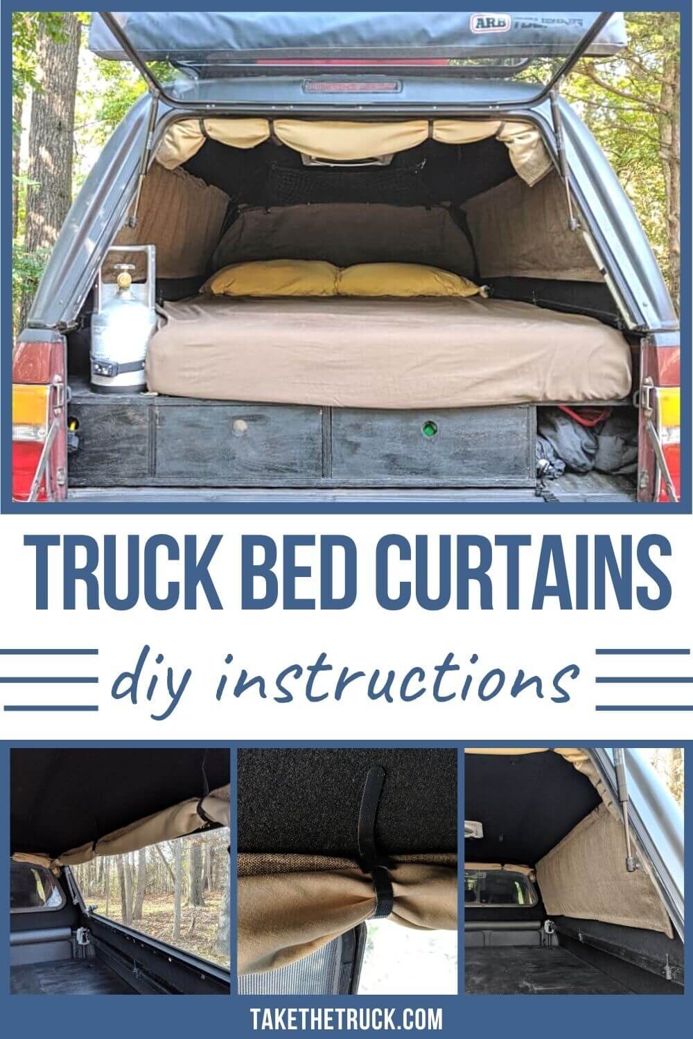 Step by step instructions for making truck bed curtains.