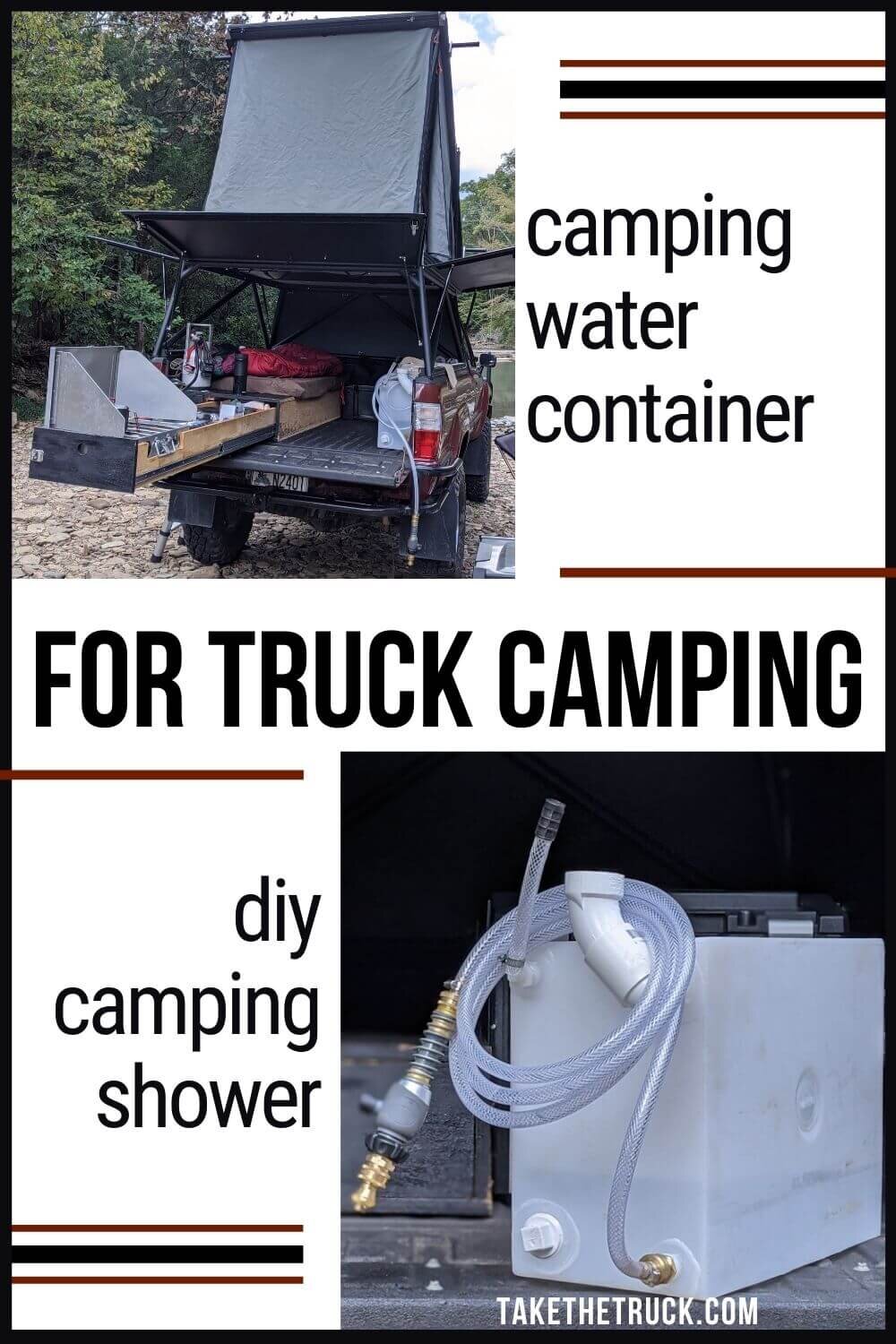 We love this camping water container! Learn how to make an either gravity fed water tank or diy pressurized water tank for camping, which also works as a diy portable camping shower! 