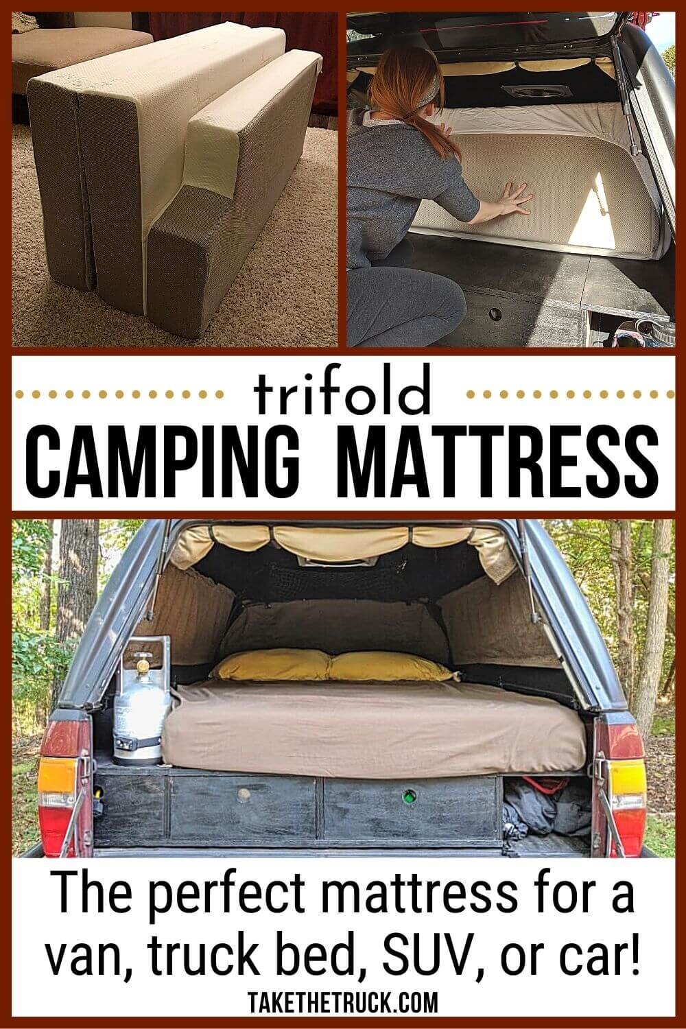 Searching for a truck bed mattress for camping? This tri fold camping mattress is the perfect foam or memory foam mattress for your truck bed, small camper, SUV, car, campervan! 