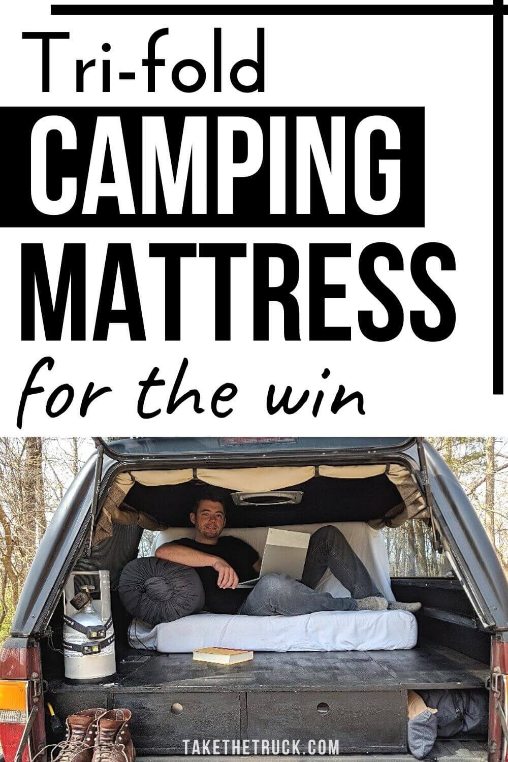 Are you searching for a truck bed mattress for camping? This tri fold camping mattress is the perfect foam or memory foam mattress for your truck bed, SUV, car, campervan, or small camper! 