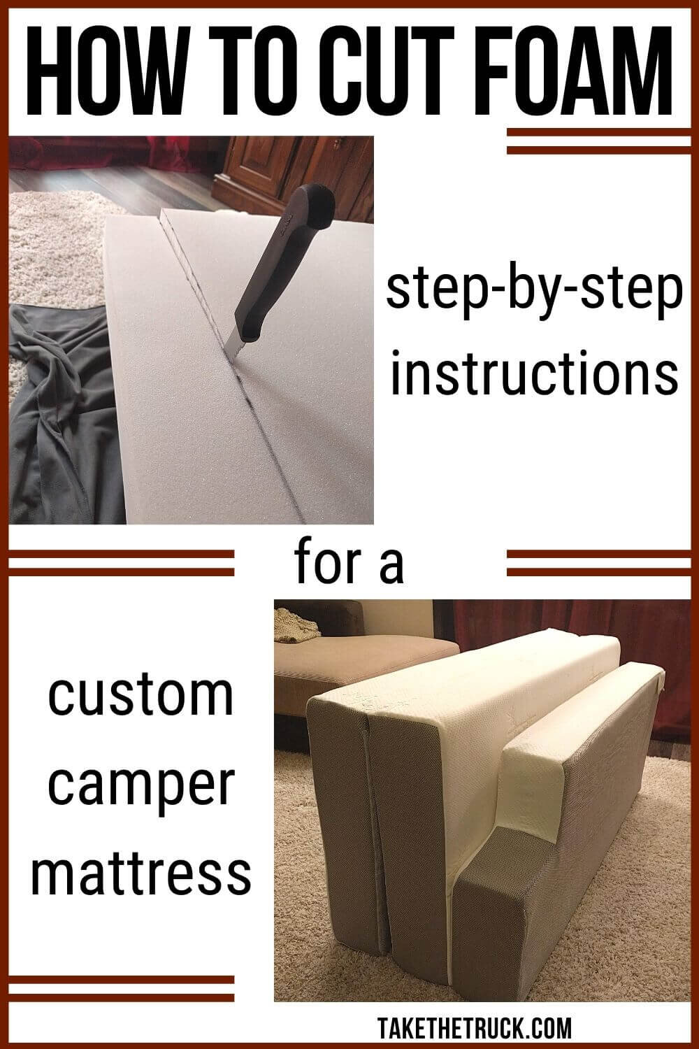 If you need to know how to cut foam, read this post. Cutting foam or memory foam as a DIY project at home is really easy to do! We made the perfect camping mattress by knowing how to cut foam.