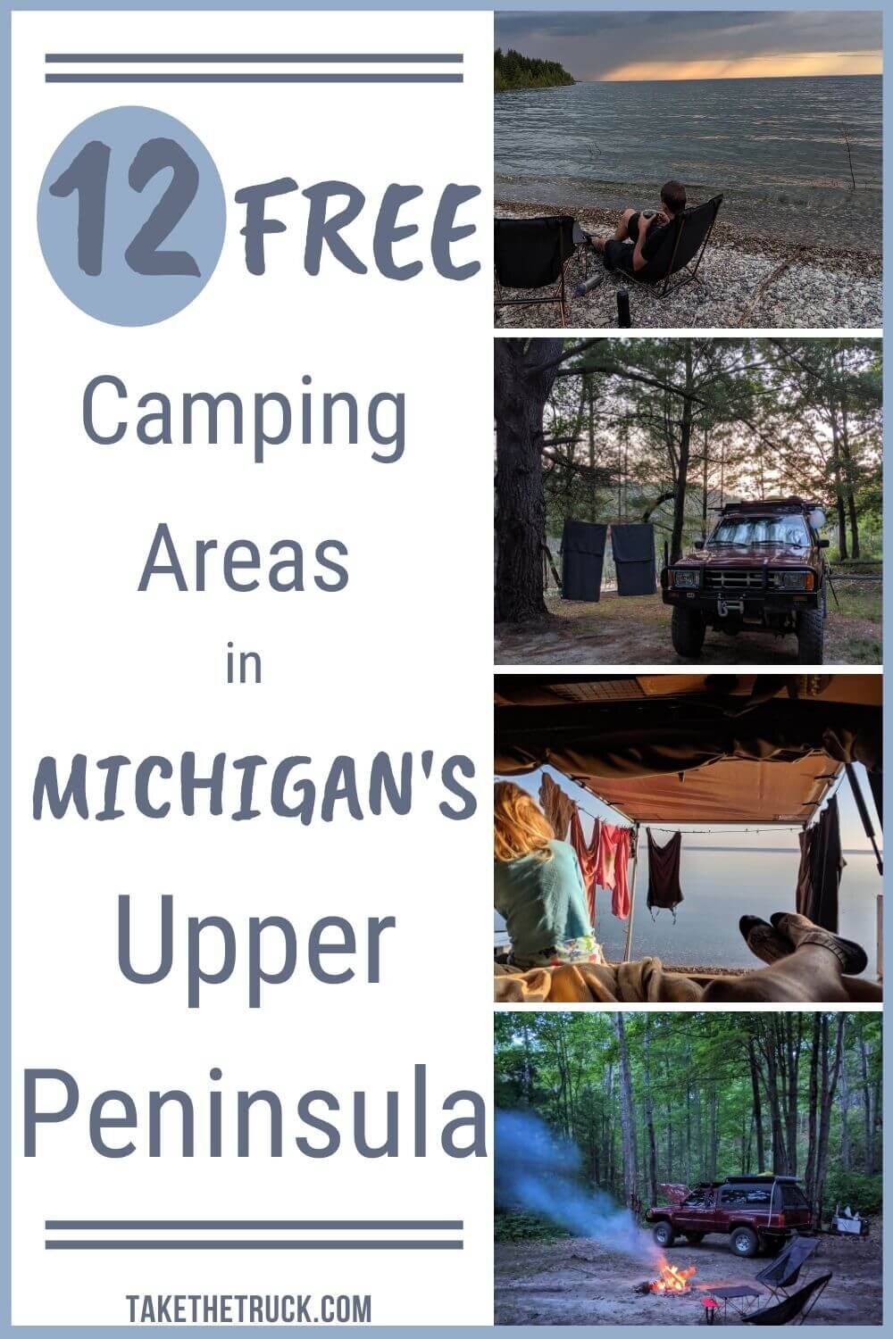 Camp for free in the Upper Peninsula! Check out these 12 free camping areas in Michigan’s Upper Peninsula if you’re planning a budget road trip around Michigan or an upper peninsula camping trip!