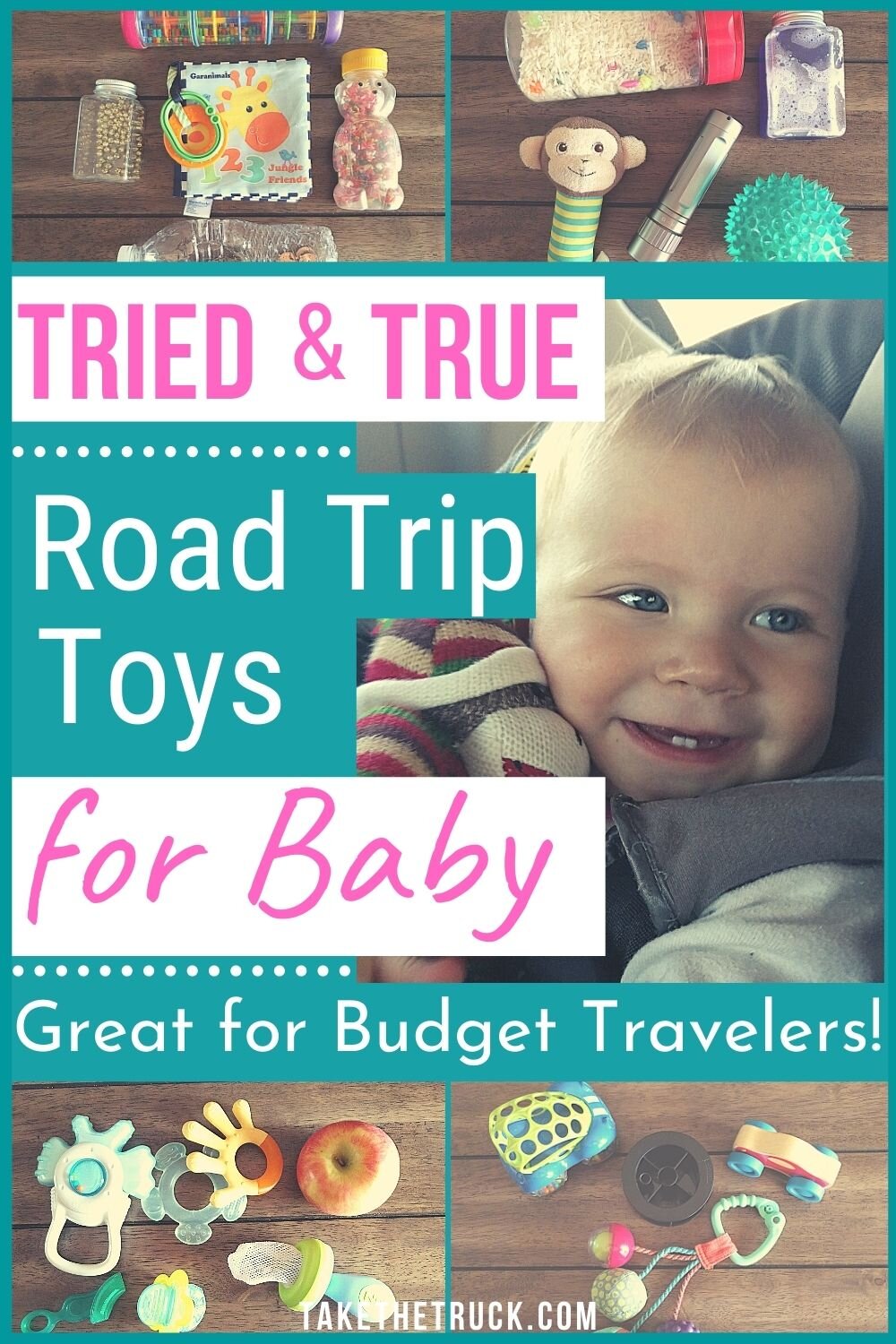 If you’re planning a budget road trip with your baby, read this post for inexpensive travel toys just right for a baby or one year old. Don’t spend your money on baby road trip travel toys!