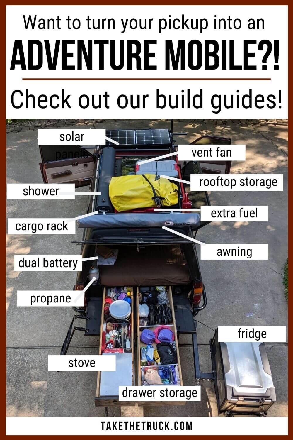 Lots of posts about how to build a DIY truck camper and budget overland vehicle! From the truck bed camping sleeping platform to overlanding gear to the truck bed camping interior, it’s all here!