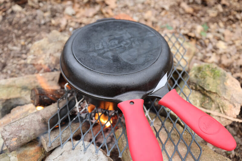 dutch oven pizza at camp in lodge cast iron