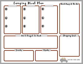 Free printable camping meal plan template