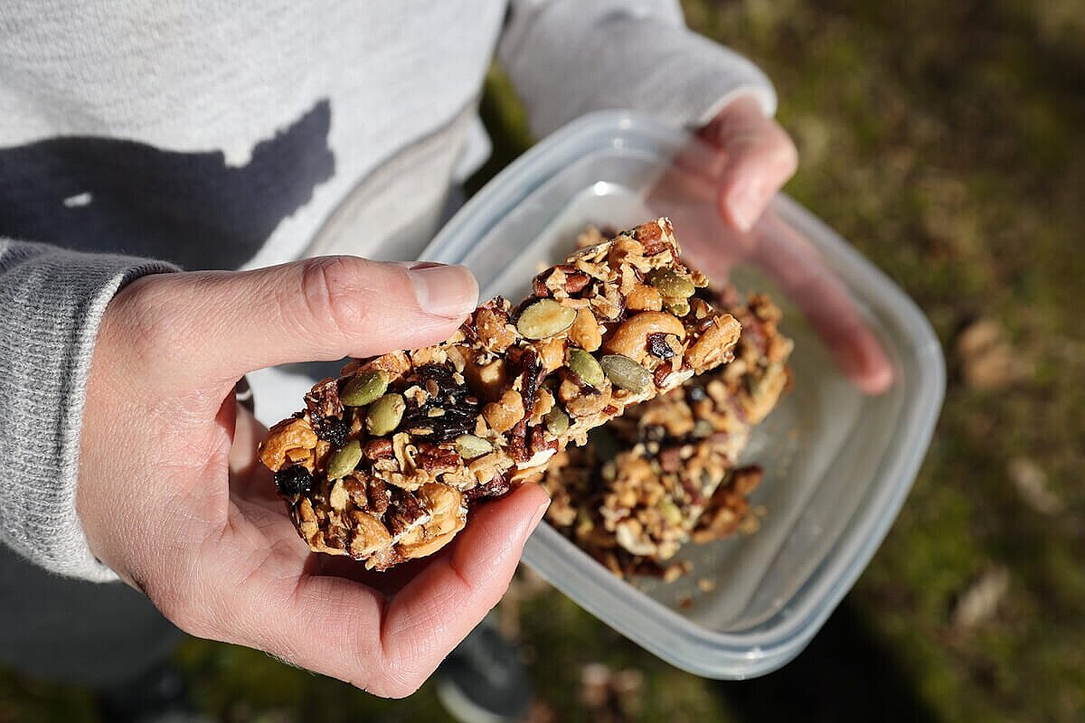 homemade granola bars as a make ahead healthy camping snack