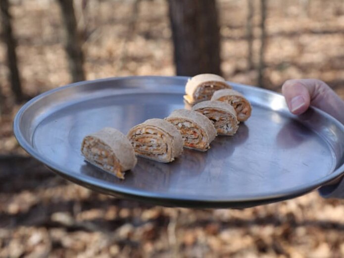 hummus pinwheels as a healthy camping snack for adults
