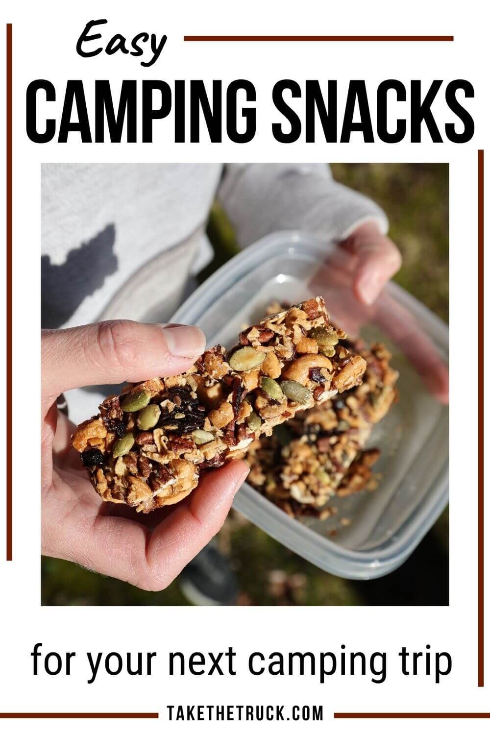 Over 30 easy camping snacks divided into: healthy camping snacks for adults and kids, simple camping snacks for kids, and camping snacks to buy. These are all simple camping snack ideas!