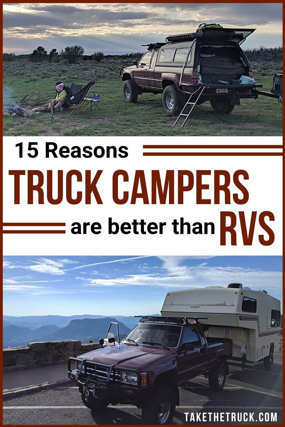 Trying to figure out RV vs camper? Here’s a list of 15 reasons truck shell camping and truck camper traveling win out over RV travel. This will help with the decision of truck bed camper vs rv.