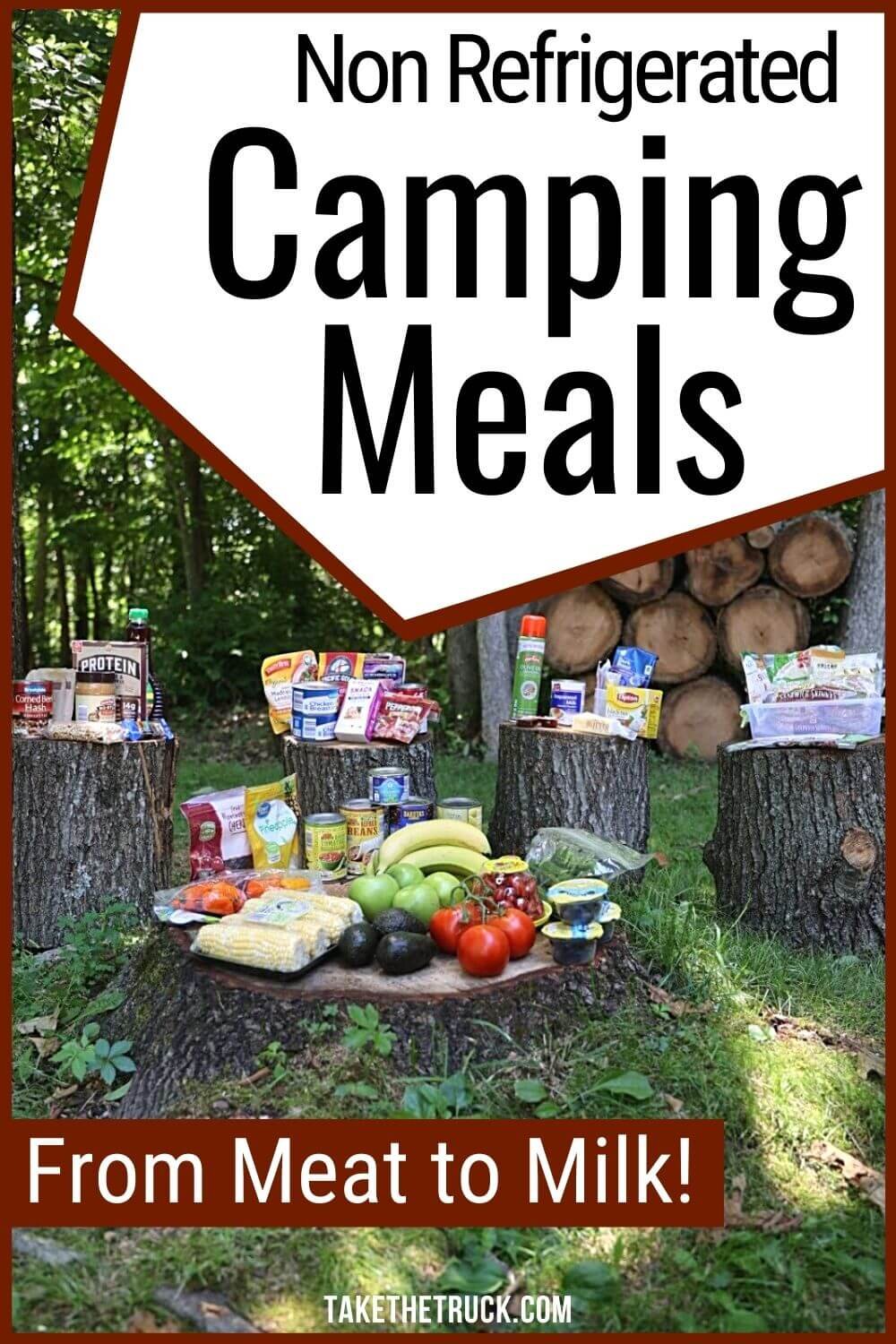 Non refrigerated camping meals with shelf stable camping food ideas! No cooler camping food and no fridge camping meals - 100+ non perishable camping food ideas for easy camping meals with no fridge.