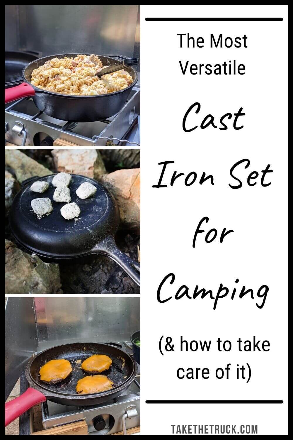 Learn about cast iron for camping - how to clean cast iron while camping, the best cast iron camping cookware and skillet, cast iron storage ideas for camping, cast iron campfire cooking.