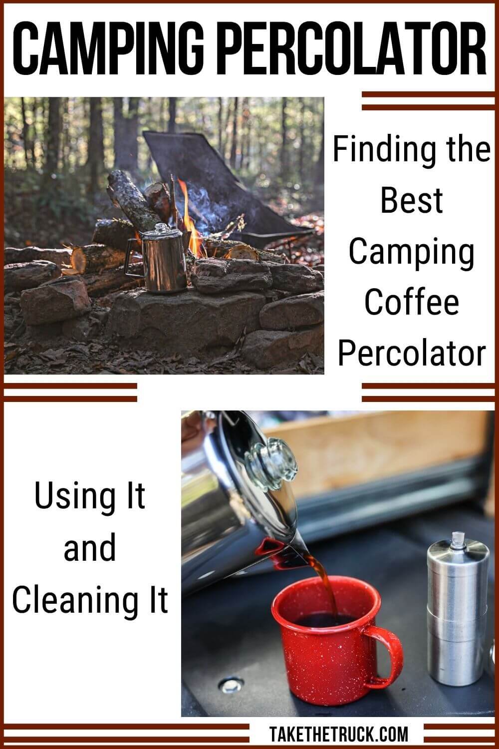 Camping coffee percolator tips and tricks. Tips on how to use a percolator for camping coffee. How to find the best camping percolator. How to clean a percolator coffee pot. 