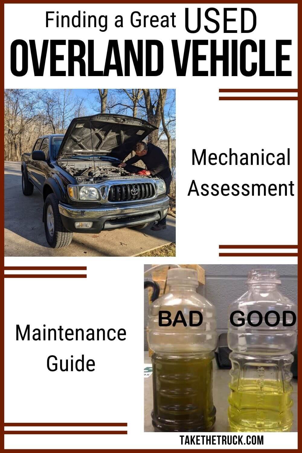 A mechanical checklist of all the things to look at before buying a used overland vehicle. A detailed maintenance schedule and tips of how to keep your budget overlanding vehicle in great condition. 