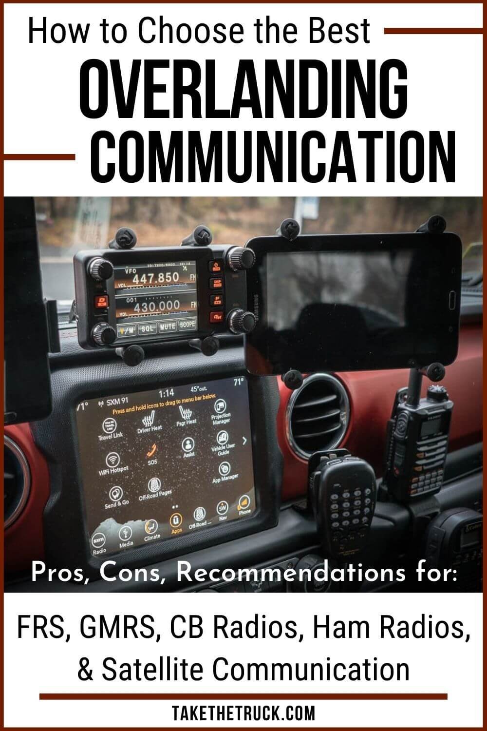 Off road communication and overland communication options from FRS, GMRS, CB radios, overland ham radios, to satellite communication. Find the best off road radio or overlanding communications.