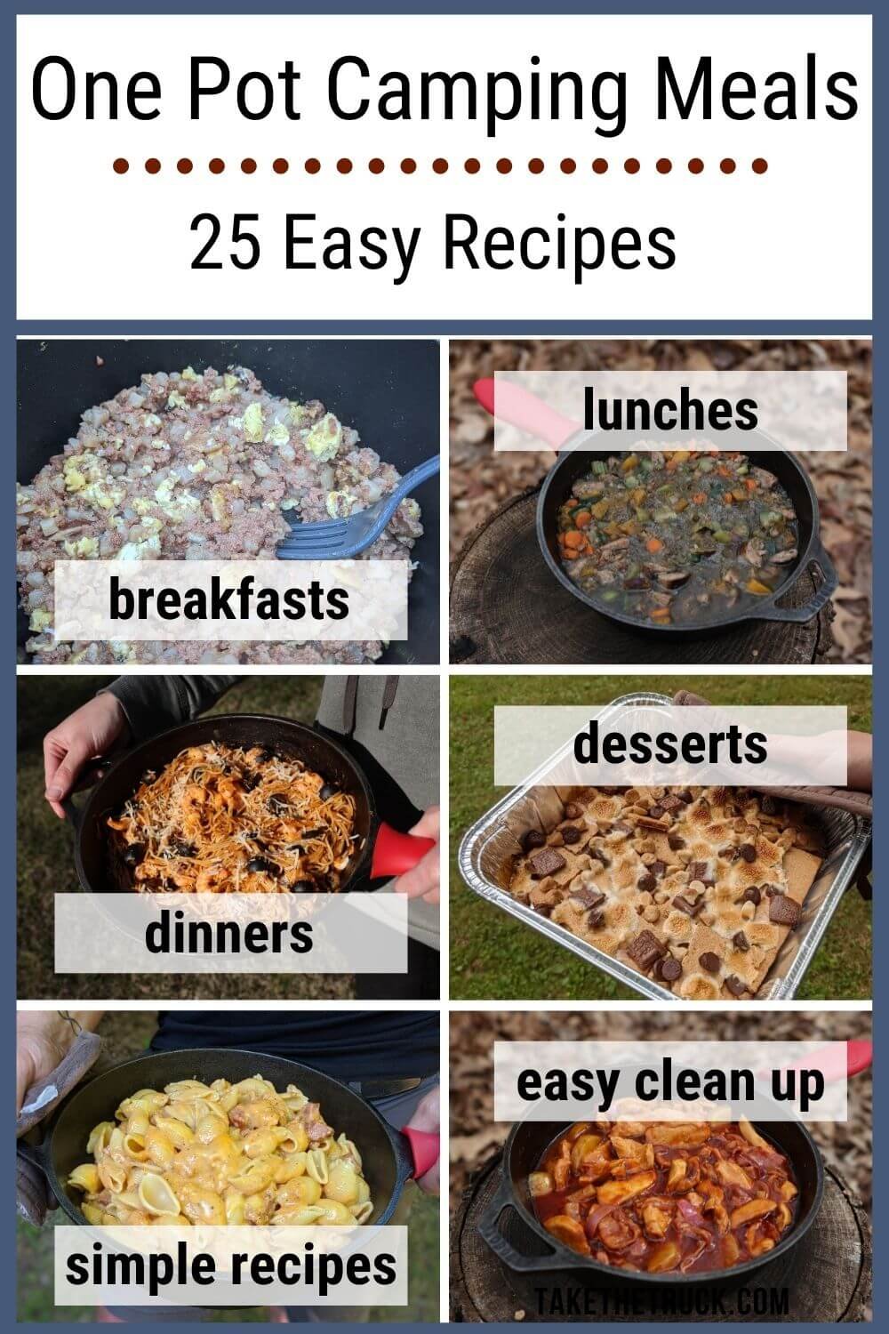 25 easy one pot camping meals for families. Extra one pot camping meal dinner ideas. Camping one pot meals free printable showing all the one pot camping recipes.