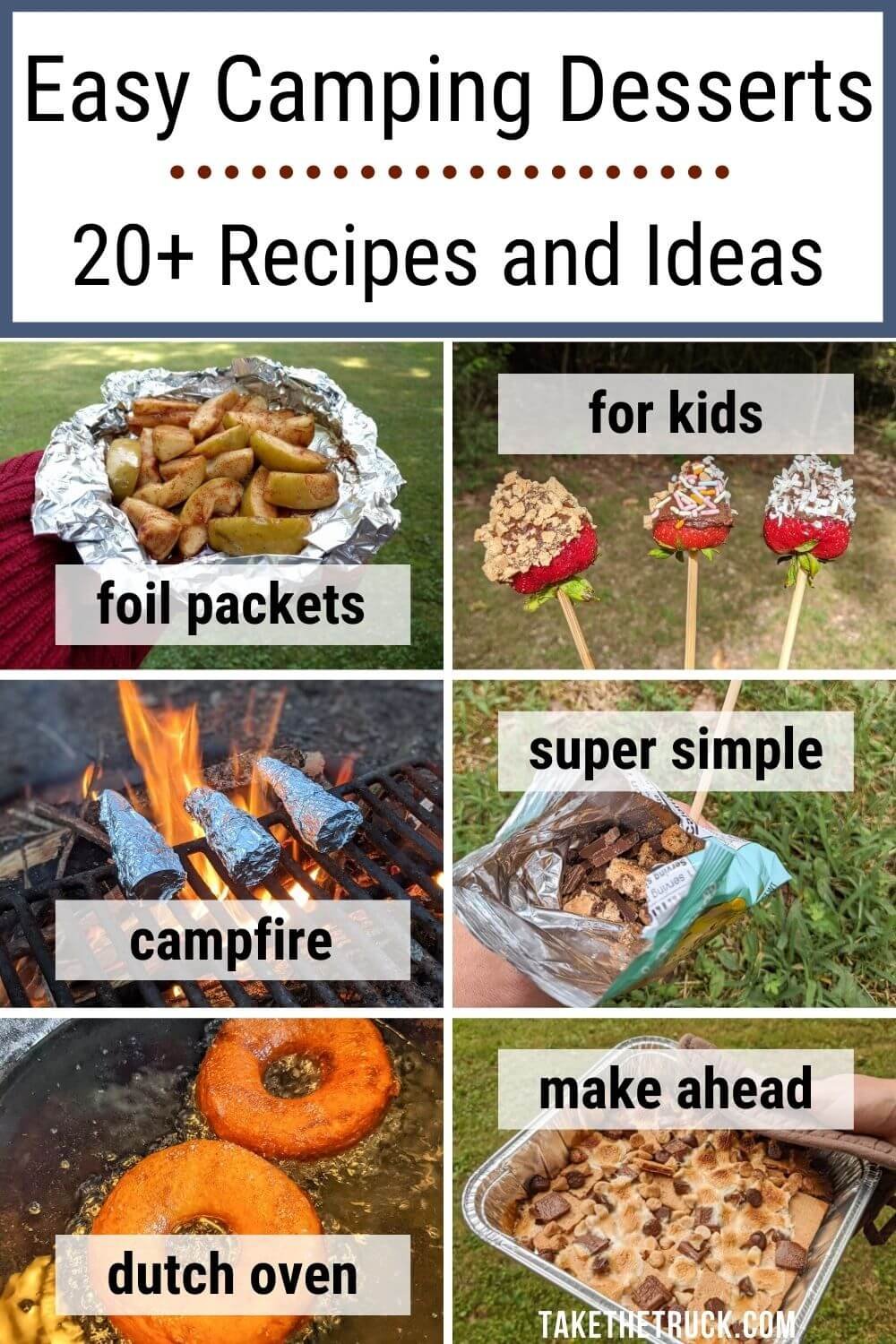  camping dessert recipes | camping dessert ideas | easy camping desserts | desserts for camping | dutch oven camping desserts | camping desserts campfire | camping desserts make ahead |