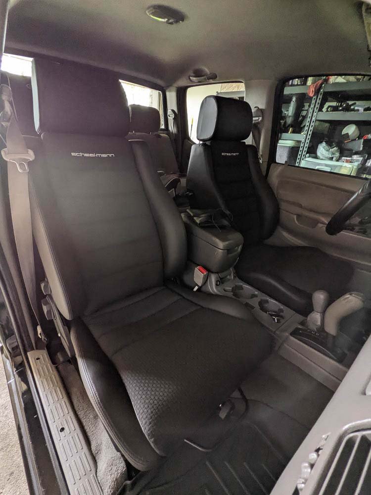 finished install of Scheel-mann seats in Toyota Tacoma overland truck