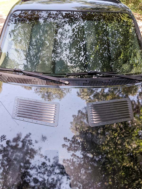 hood louver install completed on first gen tacoma overland truck