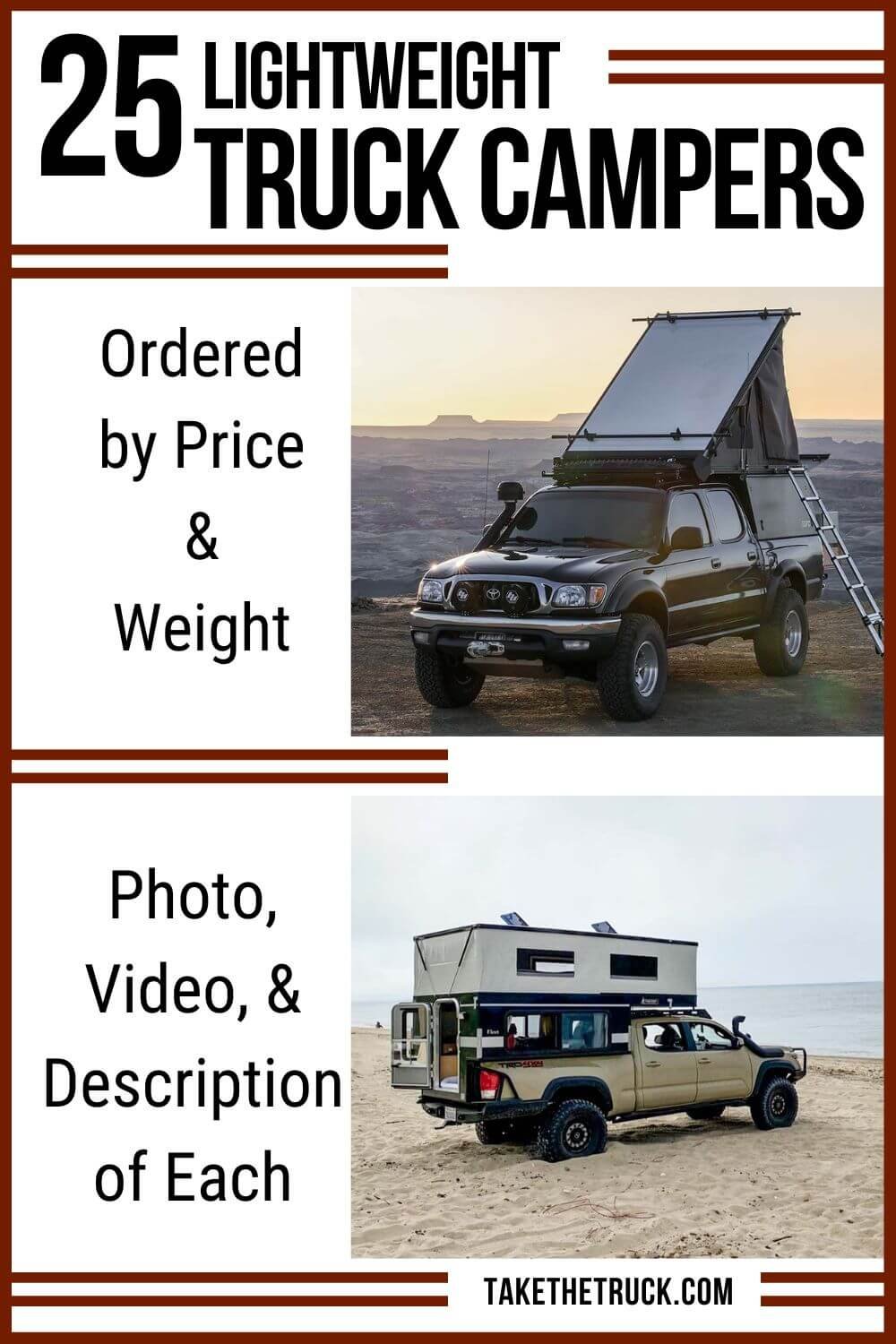 small truck campers | lightweight truck campers | mini truck campers | small truck bed campers | pop up truck campers