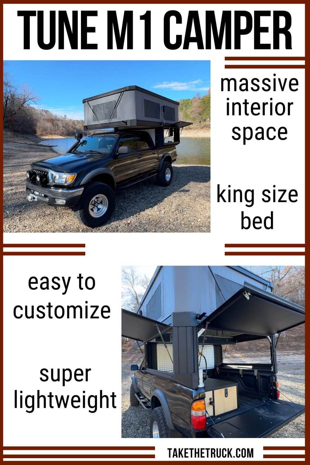 tune m1 | small truck camper | truck camper family | pop up truck bed camper | lightweight truck camper | tune outdoors