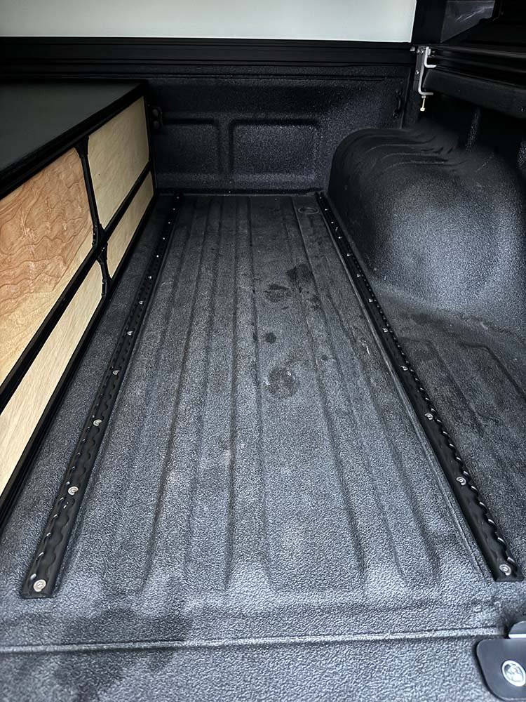 installing L-track in the truck bed of our overland tacoma build
