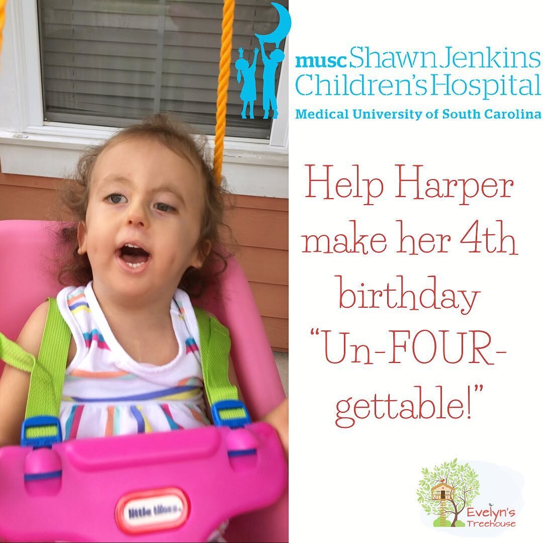 Harper Grace is turning FOUR &hearts;️🎉

Each year for Harper&rsquo;s birtbday, her mom, @shawndas86 finds a way to celebrate Harper and help others. This year, she reached out to see how she could partner with Evelyn&rsquo;s Treehouse. With our new