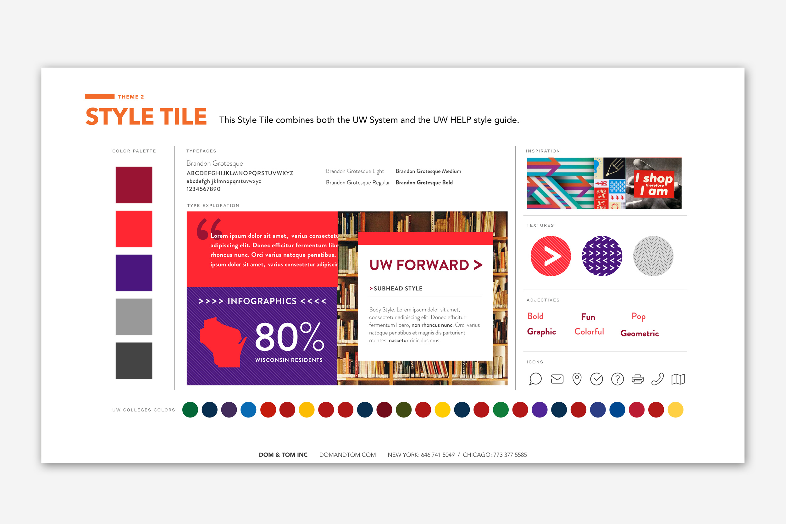 Style tile from the creative brief kick off that lead to the design of the brochure