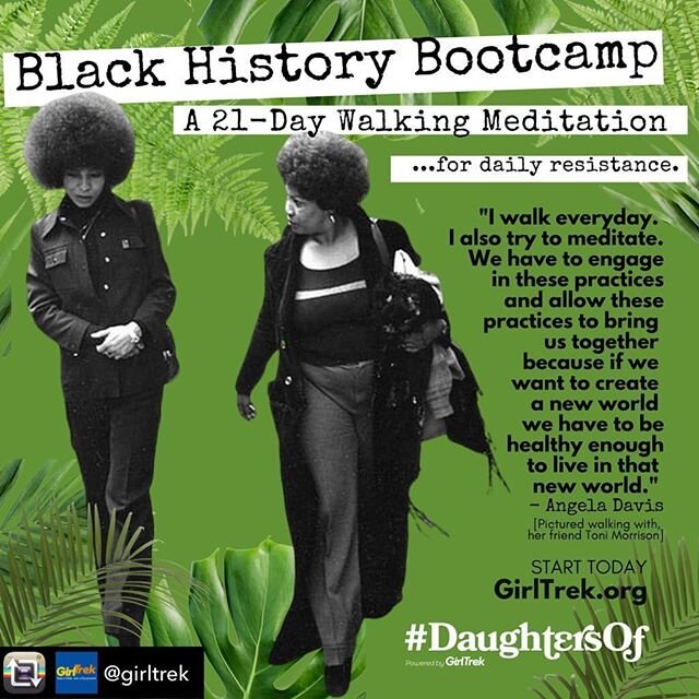 A 30-min call (or Spotify podcast) that gets that anxiety body out the house to move and think and laugh and maybe even walk-dance as you learn about the many powerful female creatives and leaders of Black History. @girltrek #daughtersof #blackhistor