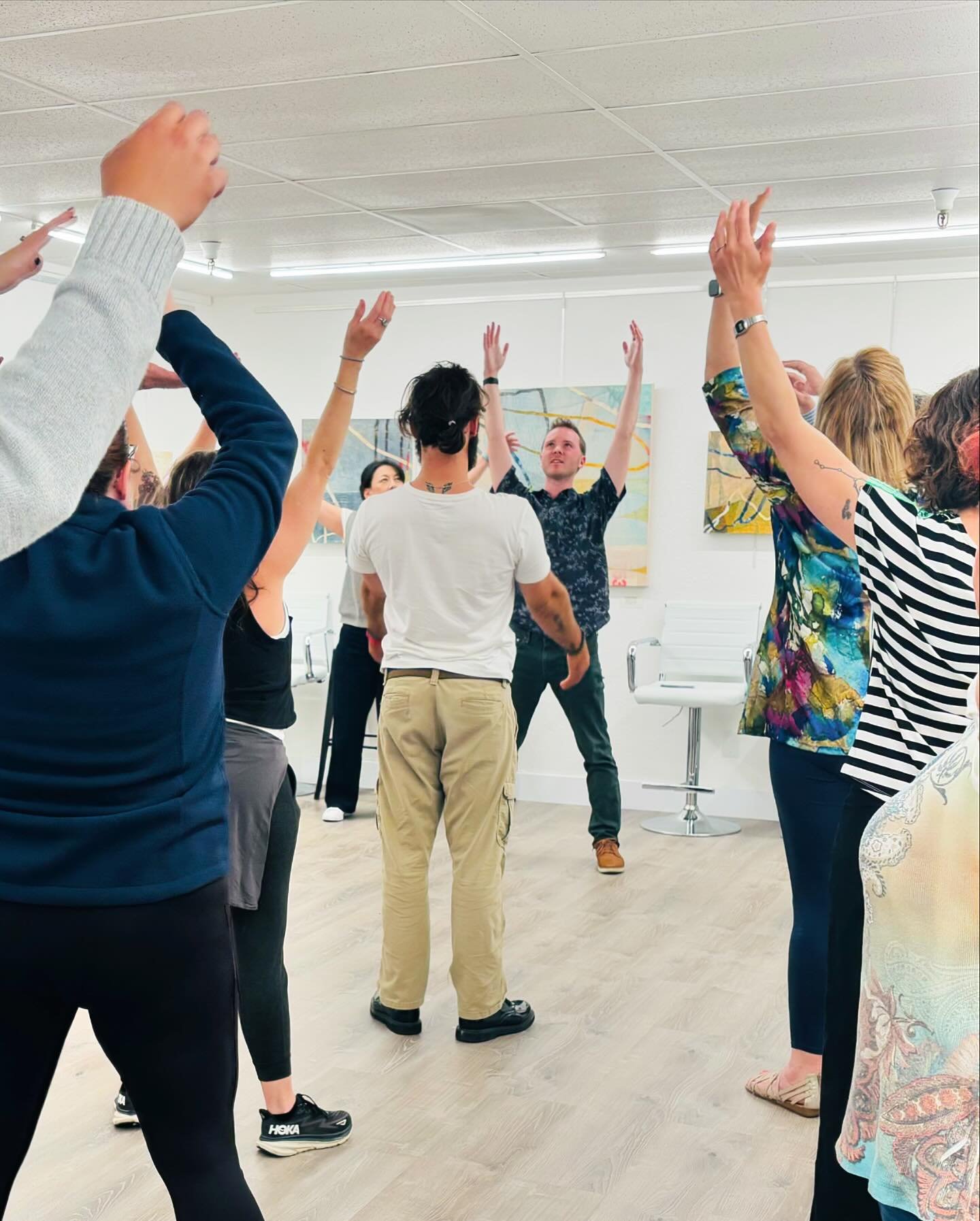 Last night, a community gathered to support each other to utilize the arts to cope with grief and loss in new and creative ways. Artists led participants in small groups through movement, visual art, sound, music, and theater/performance to explore p