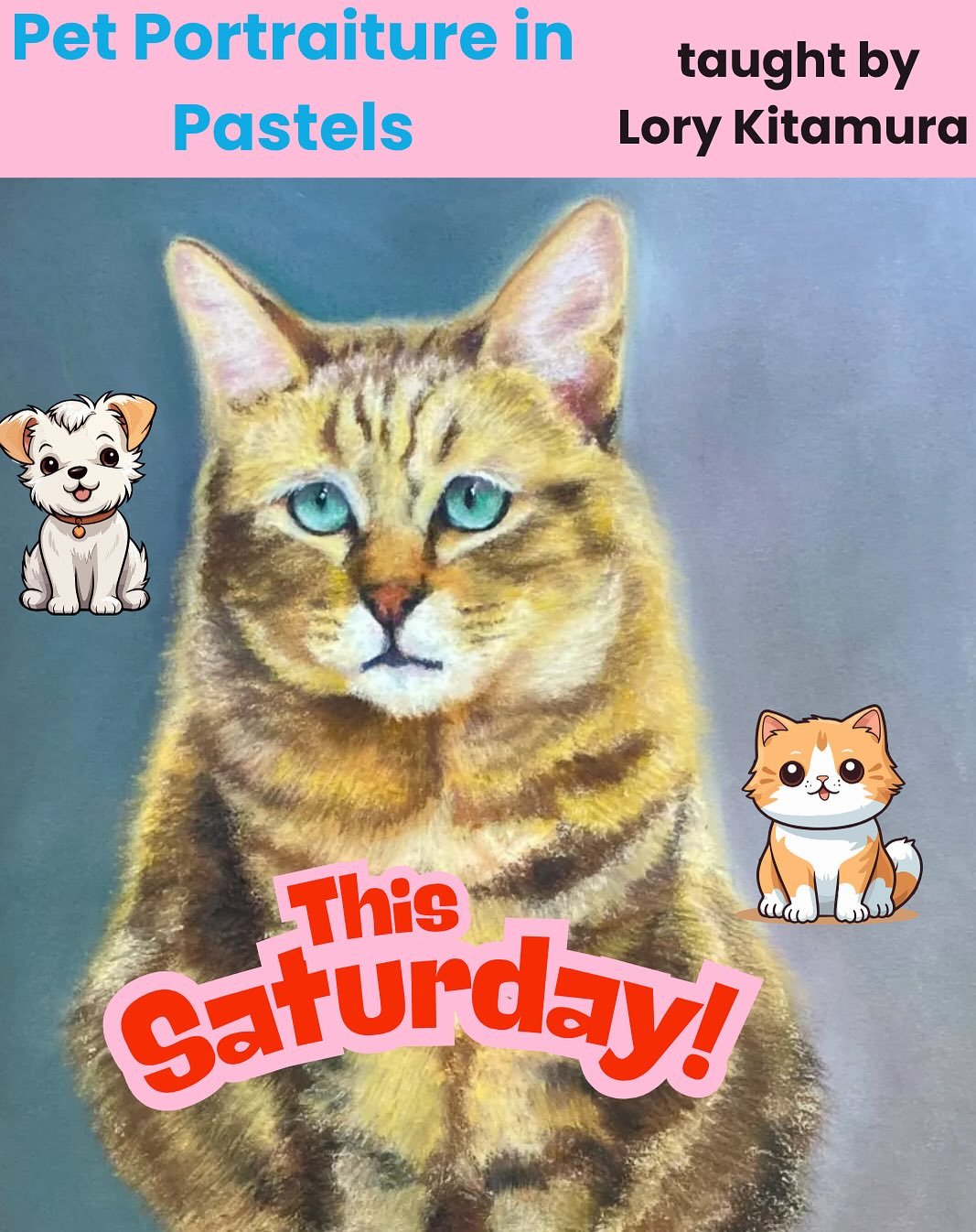 Last chance to enroll in Lory Kitamura&rsquo;s pet portrait workshop this Saturday at Art Bias! 

Join master pet portraiture artist Lory Kitamura to create a lasting tribute to your furry friend. This Intro to Pet Portraiture class will guide you to