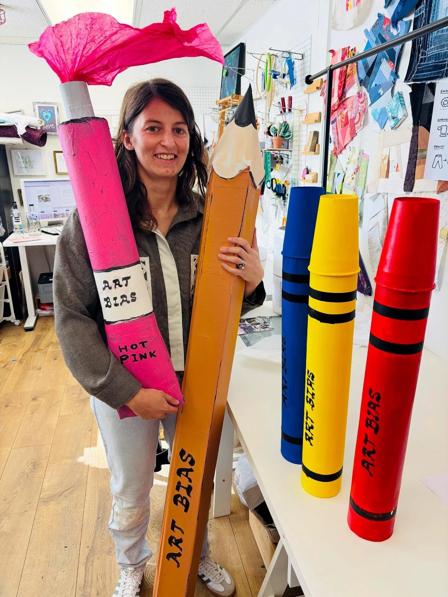 Get ready!! Art Bias&rsquo; next event will have jumbo-sized art supplies as props for a photo booth. 

Hand made by a crew of Art Bias artists earlier this week, expect giant paintbrushes, scissors, tubes of paint, crayons, and more!!! 

Thank you t
