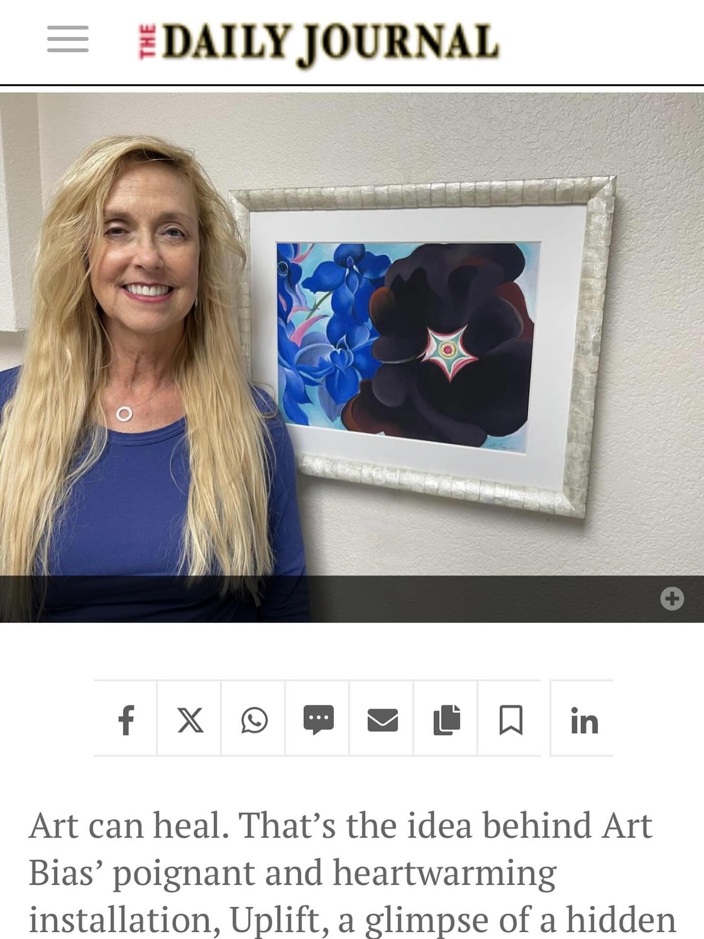 Thank you to Bart Charlow for his feature today, &ldquo;Making the Unseen Visible,&rdquo; in the San Mateo Daily Journal focusing on the Uplift exhibition at CORA and Art Bias. 

Deborah Shea and a dozen other Art Bias artists have been sending quiet