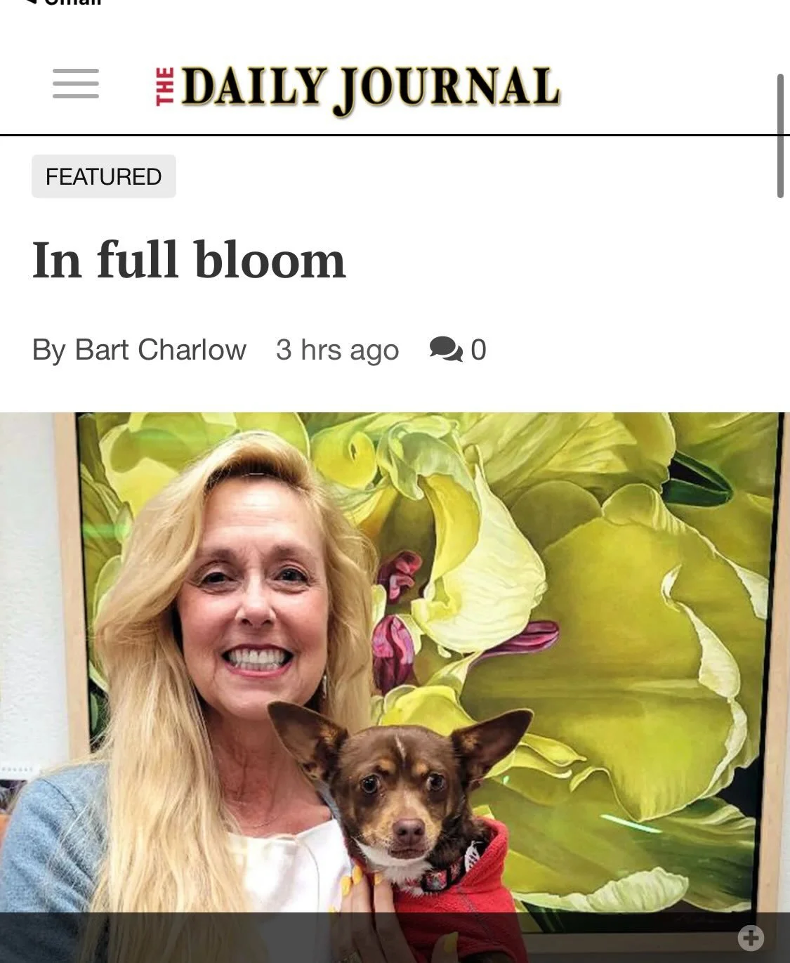 TODAY is the opening reception for &ldquo;From Bud to Bloom: Where Does Creativity Begin&rdquo; by Deborah Shea at Art Bias, as covered in the San Mateo Daily Journal on Saturday, Jan 31 by Bart Charlow. Read the full article &ldquo;In Bloom&rdquo; i
