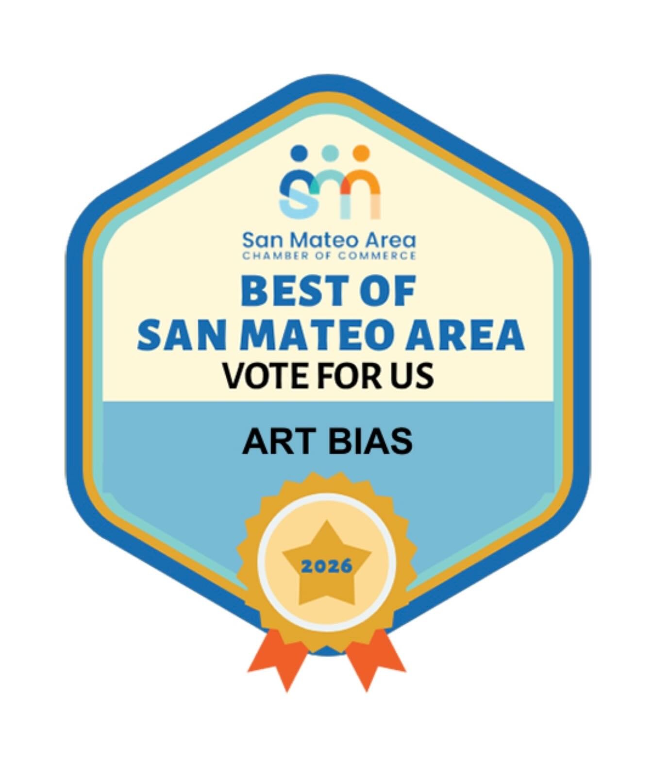 Please vote for Art Bias for best art gallery (Arts &amp; Culture category) and best art classes (Life &amp; Leisure category) in the San Mateo Area Chamber of Commerce 2026 voting season! 

Link is in our bio.

Since our founding in 1993, Art Bias r