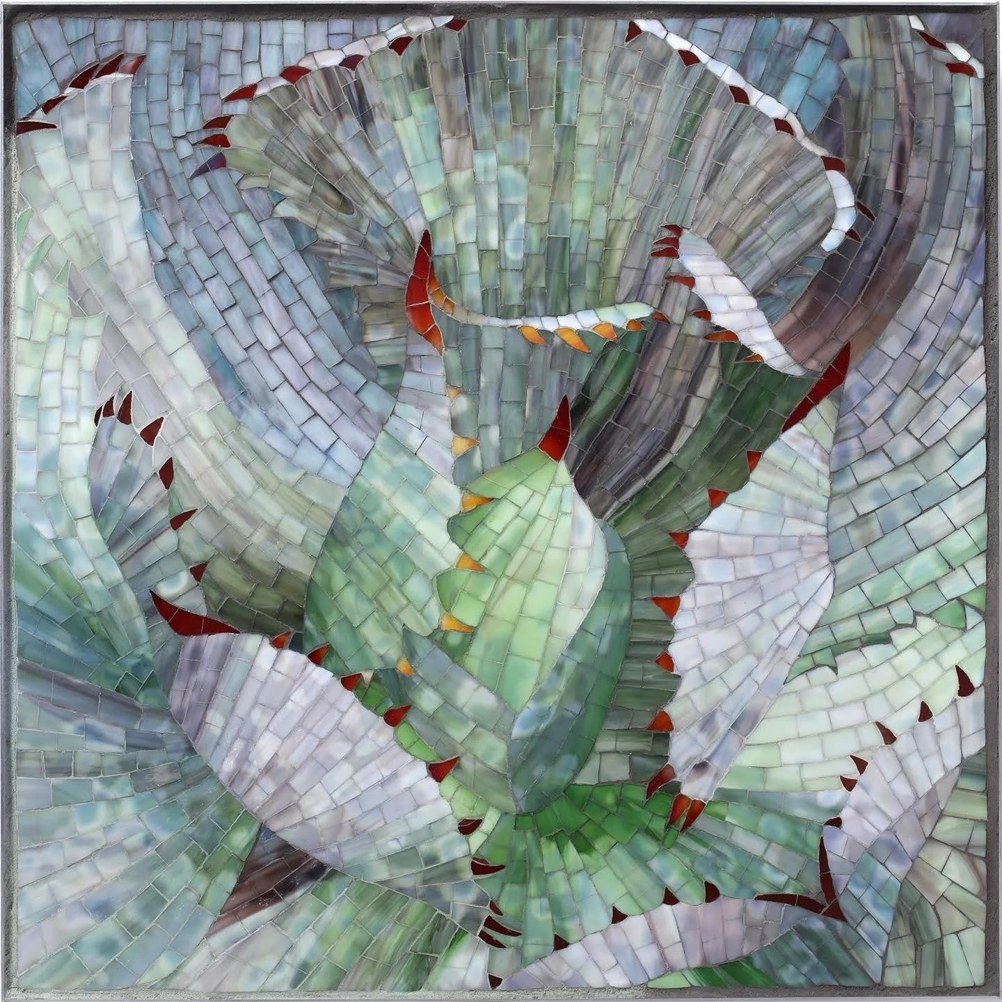 Art Bias artist Jennifer Kelley just finished a new mosaic titled &ldquo;Artichoke Agave&rdquo; using stained glass. This stunning piece is 16&rdquo; x16&rdquo; and was created for a private commission. 

Jennifer creates detailed mosaics using vibra