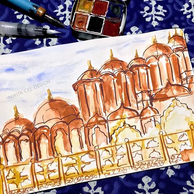 Jaipur, you have my heart. Yet again. ✨ It was such a dream to take out some time in my day and paint a part of the palace of winds in Jaipur. ✨ Check out my stories or SWIPE 👉🏼👉🏼👉🏼 for a glimpse of the process, can&rsquo;t wait to show you mor