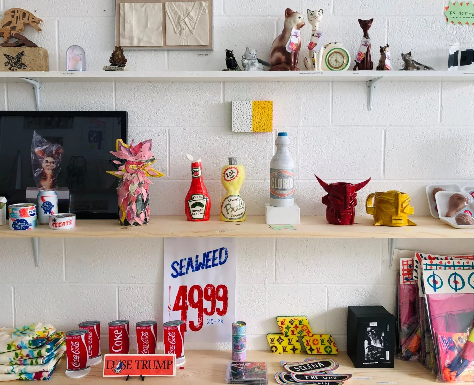   Modern Food Poster- acrylic on recycled paper, 21x30cm 2019   The Storefront ODD ARK • LA currently occupies was previously a small neighborhood convenience store that offered an eclectic mix of snacks, soft drinks, cigarettes, booze, lottery ticke