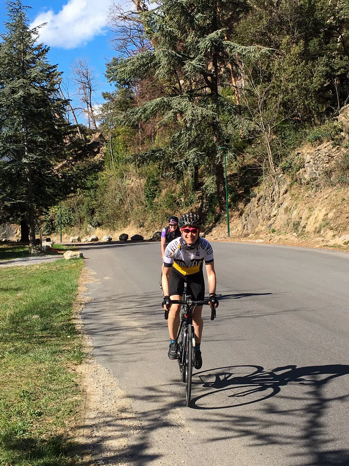 Karen Tostee riding near our base in Casteil, France