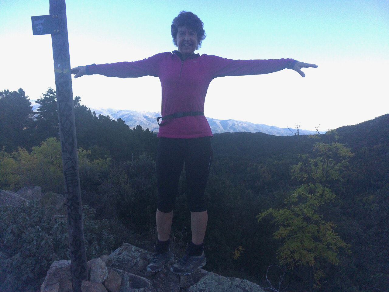 Gill enjoying the countryside by walking.