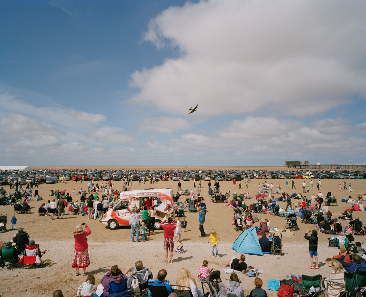  Avro Lancaster bomber, (part of the Battle of Britain Memorial Flight), Southport beach, Merseyside, 24 July 2011) 