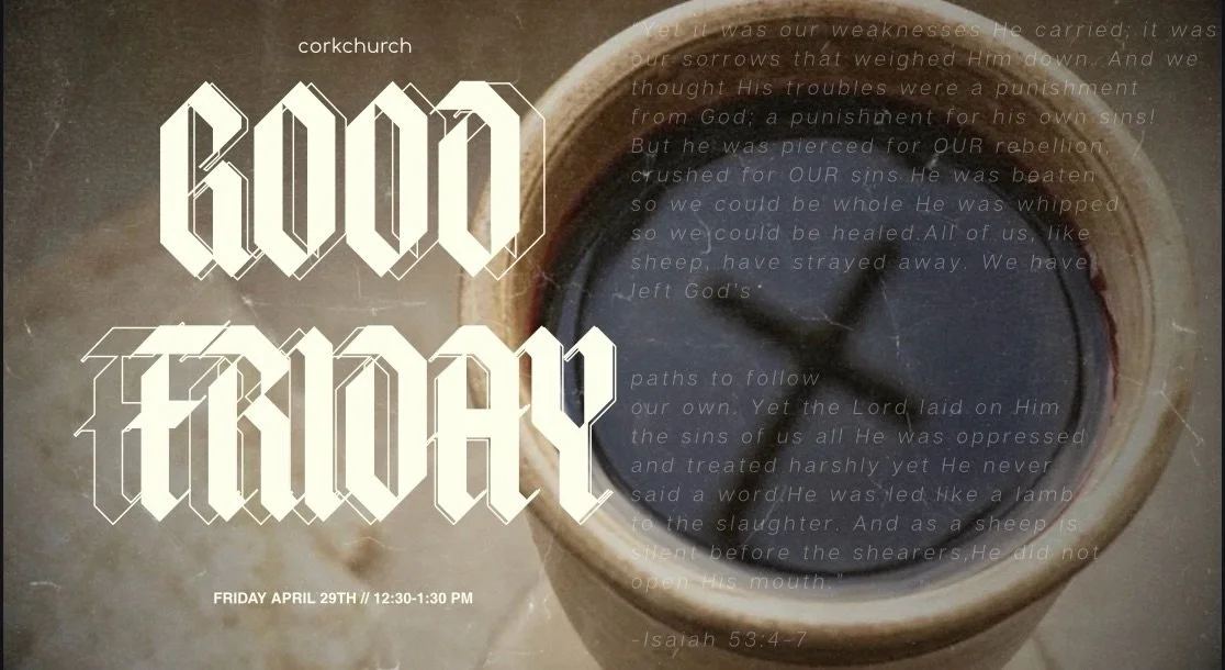GOOD FRIDAY SERVICE ✝️

Join us tomorrow at 12:30 as we gather for a special Good Friday Breaking of Bread service (in person and online)

Let&rsquo;s come together to seek the Lord and worship as we reflect on the ultimate sacrifice&mdash;His life f