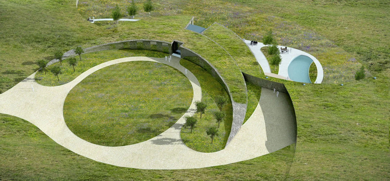 rendering country home of the future from above