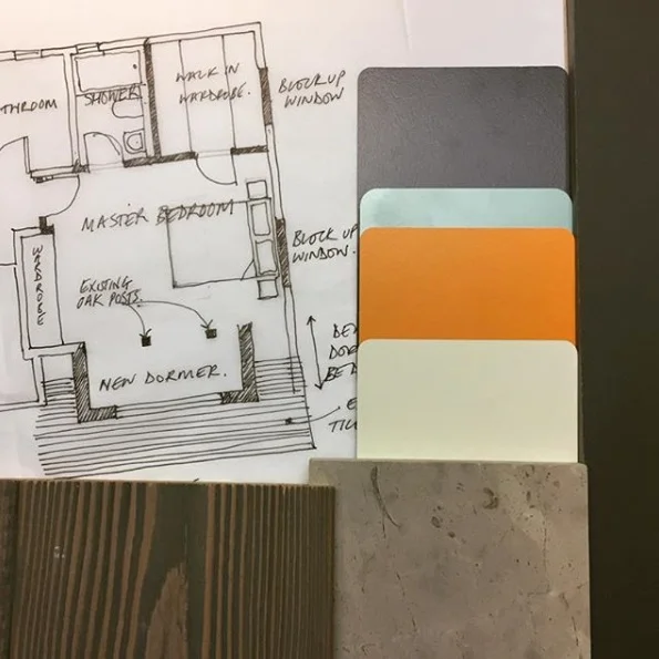 making architecture approachable feature image sketch and material samples